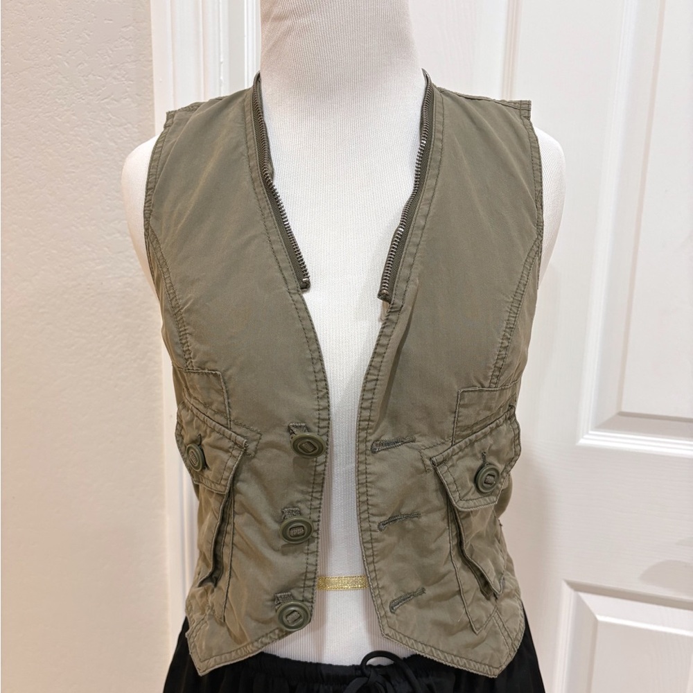 DIESEL Vintage Y2K Olive Green Women's Utility Vest XXS